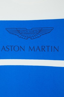Белый лонгслив с синим принтом Aston Martin Kids