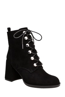 Велюровые ботильоны на широком каблуке Portal