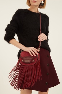 Комбинированная бордовая сумка с бахромой Cary Michael Kors