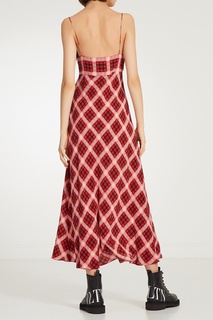 Красное шелковое платье в клетку The Marc Jacobs
