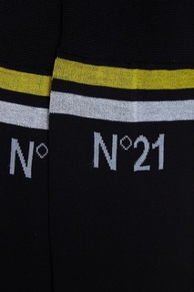 Черные носки с отделкой полосами No21