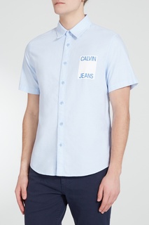 Голубая рубашка с логотипом Calvin Klein