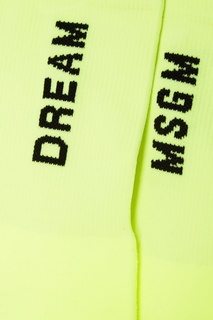 Неоново-желтые носки с надписями Msgm