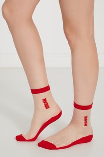 Прозрачные носки с красной отделкой Msgm