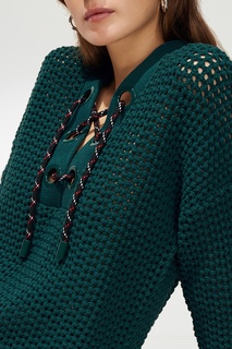 Зеленый пуловер со шнуровкой Claudie Pierlot
