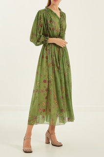 Зеленое платье с цветочным принтом Alena Akhmadullina