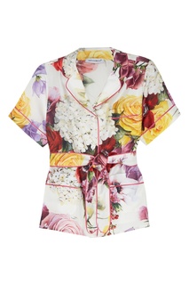 Шелковая рубашка с цветочным принтом Dolce&Gabbana Children