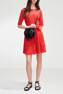 Красное платье с фигурным краем и поясом Claudie Pierlot