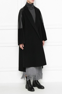Черное пальто с асимметричным низом Marina Rinaldi