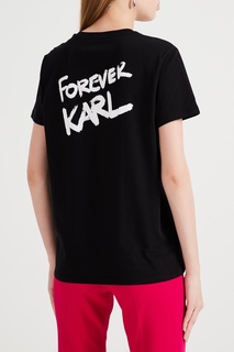 Черная футболка с надписью на груди Karl Lagerfeld