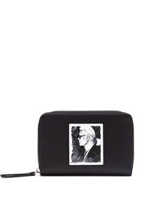 Черный кожаный бумажник с отделкой Karl Lagerfeld