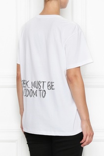 Белая футболка с контрастной надписью Marina Rinaldi