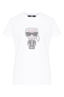 Белая футболка с блестящим рисунком Karl Lagerfeld
