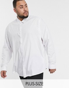 Белая поплиновая рубашка Threadbare Plus-Белый