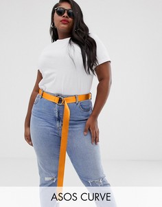 Неоновый ремень с D-образной пряжкой ASOS DESIGN Curve-Оранжевый