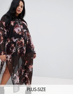 Платье-рубашка миди с цветочным принтом Religion Plus-Мульти