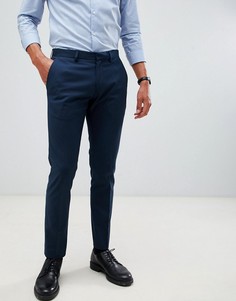 Темно-синие строгие брюки зауженного кроя Burton Menswear-Темно-синий