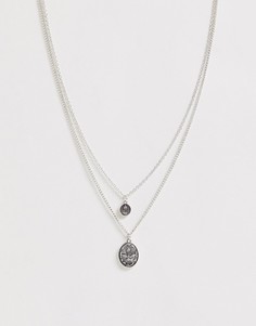 Серебристое ожерелье в два ряда с подвеской Icon Brand-Серебряный