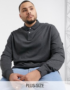 Поло темно-серого цвета с длинными рукавами Tommy Hilfiger Big & Tall-Серый