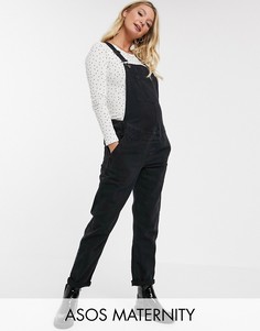 Выбеленный черный джинсовый комбинезон ASOS DESIGN Maternity