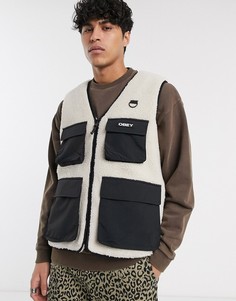 Бежевый флисовый жилет Obey