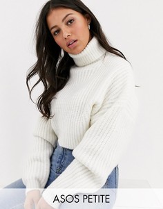 Суперкороткий oversize-свитер с высоким воротником ASOS DESIGN Petite-Белый