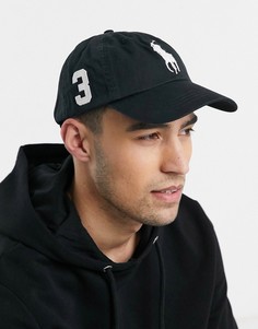 Черная кепка с большим логотипом Polo Ralph Lauren-Черный