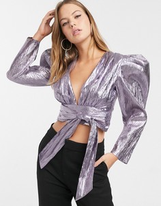 Блузка с запахом и эффектом металлик Atoir-Фиолетовый