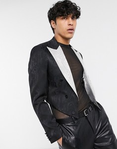 Черный короткий пиджак с контрастными лацканами ASOS EDITION