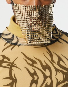 Золотистая маска для лица в стиле кольчуги ASOS DESIGN-Золотой