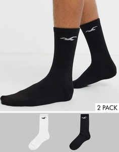 Набор из 2 пар носков с логотипом (черные/белые) Hollister-Черный