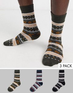 Набор из 3 пар толстых носков с принтом Jack & Jones-Мульти