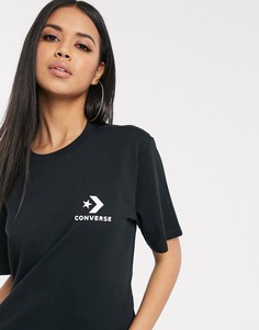 Черная oversized-футболка с логотипом Converse-Черный