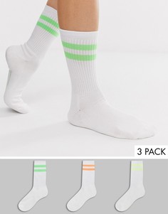 3 пары носков с полосками French Connection-Белый