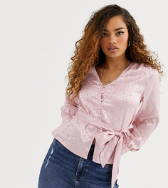 Атласная блузка на пуговицах Y.A.S Petite Sybls-Розовый цвет