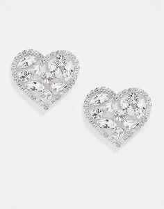 Серьги в форме сердечек с кристаллами Swarovski Krystal London-Очистить