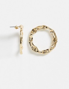 Золотистые серьги-кольца с кованым эффектом Nylon-Золотой
