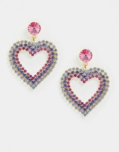 Массивные серьги с подвесками в форме сердца из кристаллов Swarovski Krystal London-Мульти