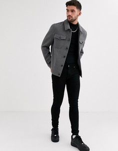 Серая куртка в стиле вестерн с добавлением шерсти ASOS DESIGN-Серый
