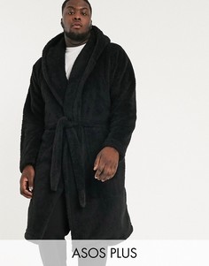 Черный пушистый халат ASOS DESIGN Plus