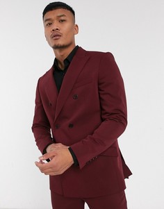 Бордовый двубортный пиджак Lockstock-Красный