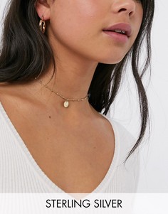 Ожерелье-чокер из позолоченного серебра с круглой подвеской Kingsley Ryan-Золотой