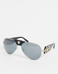 Солнцезащитные очки-авиаторы со съемной планкой Versace 0VE2150Q-Черный