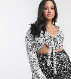 Монохромный пляжный кроп-топ от комплекта в горошек ASOS DESIGN curve-Мульти