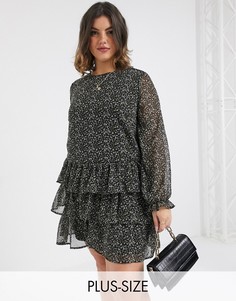 Свободное платье мини с принтом Vero Moda Curve-Черный