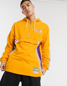 Желтый махровый худи на молнии Mitchell & Ness LA Lakers