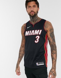 Черная майка с символикой команды Miami Heat и надписью "Dwayne Wade" Nike Basketball-Черный