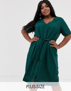 Платье-рубашка со сборками на талии Junarose-Зеленый