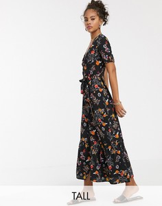 Платье макси на пуговицах с цветочным принтом Vero Moda Tall-Мульти