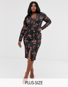 Платье с присборенной отделкой и цветочным принтом Unique21 Hero-Мульти